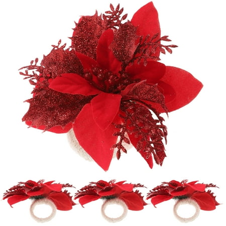 

4pcs Napkin Rings Plastic Napkin Holder Napkin Flower Buckle Party Dinner Banquet Decoration