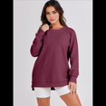 thumbnail image 4 of Sudaderas de Gran Tamaño para Mujer, Cuello Redondo, Larga, Sudaderas con Cremallera Lateral, Ropa de Otoño 2025 Vino Tinto L, 4 of 9
