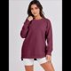 thumbnail image 4 of Sudaderas de Gran Tamaño para Mujer, Cuello Redondo, Larga, Sudaderas con Cremallera Lateral, Ropa de Otoño 2025 Vino Tinto XL, 4 of 9