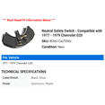 thumbnail image 2 of Neutral Safety Switch - Compatible with 1977 - 1979 Chevy G20 1978, 2 of 2