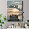 thumbnail image 4 of Qisvanset Wooden Cross Pier Serenity Canvas Wall Art 15.75x11.81 Inches, 4 of 8