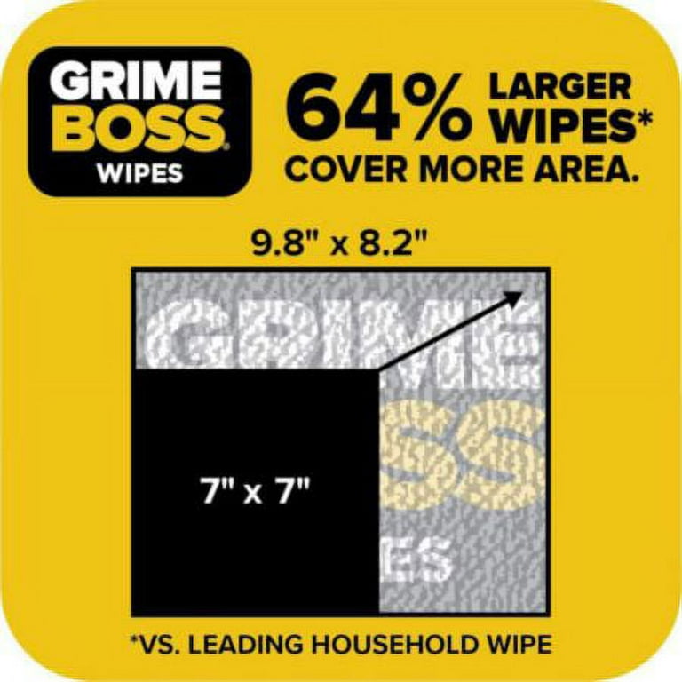 Grime Boss 9 x 8 60-Count Heavy-Duty Cleaning Wipes with Citrus Scent