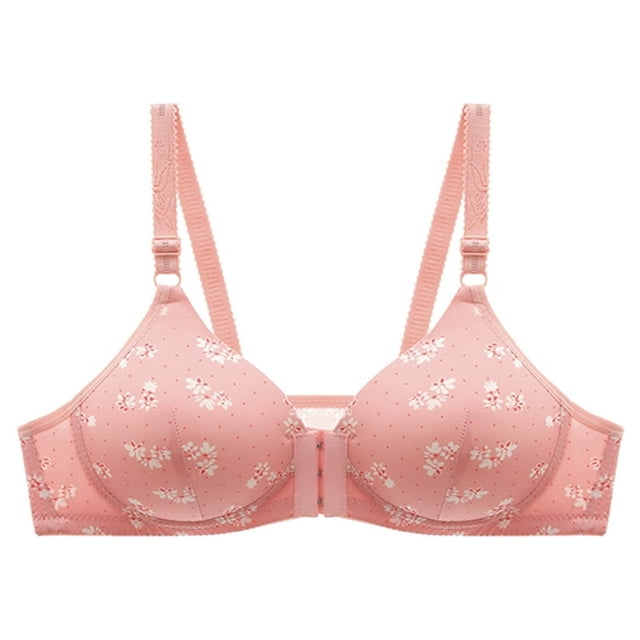 Women‘s Front Side Buckle Lace Edge Without Steel Ring Movement Seamless Gathering Adjustment Yoga Sleep Large Bra