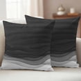 thumbnail image 2 of Ombre Waves Outdoor Pillow Covers 18x18 Set of 2,Waterproof Patio Throw Pillowcase Protectors,Abstract Art Gradient Black Modern Square Decorative Pillow Shams Cushion Covers for Seat Bed Couch Sofa, 2 of 8