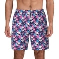thumbnail image 2 of Picia Skull Flower Blue pattern Mens Swim Trunks with Compression Liner Stretch Beach Shorts Quick Dry with Zipper Pockets No-Chafing Board Shorts-Small, 2 of 9