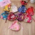 thumbnail image 2 of Classic Chinese Flower Embroidery Jewelry Bag Organizer Silk Traditional Pouch, 2 of 17