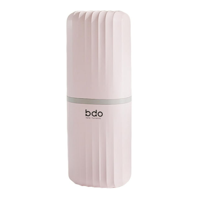 Estuche de viaje para cepillo de dientes y pasta de dientes, soporte portátil para cepillo de dientes y vaso de enjuague fácil Rosa