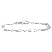 Everly Women's 3mm Heart Link Bracelet in Sterling Silver - Dainty, Delicate, and Perfect Layering