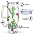 thumbnail image 3 of 40oz Watercolor Cactus Succulents Stainless Steel Flip Straw Tumbler Spill Proof Travel Cup Double Wall Vacuum Insulated Coffee Mug with Top Handle, 3 of 6