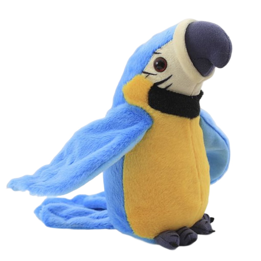 Talking Parrot Coated Surface Exquisite Plush Toy Long lasting Flexible Bird Toys with Battery Power Supply for Baby Good Gifts Blue
