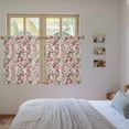 thumbnail image 3 of Pink Beige Flowers Kitchen Curtain for Berdoom Living Room Cafe 45 Inch Length, Spring Floral Elegant Pastoral Rustic Tiers Curtains Light Filtering Drapes Window Treatment 2 Panels 52"Wx45"L, 3 of 8