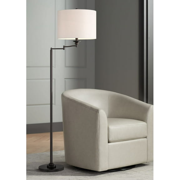 360 Lighting Romero Farmhouse Rustic 61 1/2" Tall Standing Floor Lamp Pole Swing Arm Brown Metal Bronze Finish Living Room Bedroom