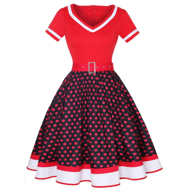 Robe Renaissance Femme Robe de Thé Vintage pour Femme Robes Formelles des Années 1950 pour Femme Manches Courtes Col Rond Robes Soirée Fête Cocktail