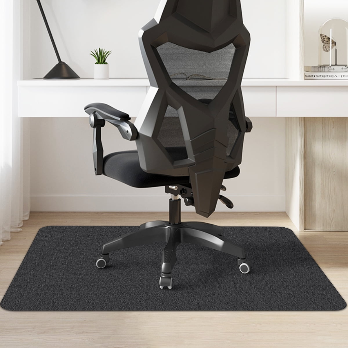 Resilia Hard Floor Office Desk Chair Mat–Black 45" x 53" With Lip 