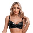 thumbnail image 3 of Sujetador Push Up de charol con aspecto mojado para mujer, Top Sexy con remaches de anilla tórica de Metal, Bralette sin aros, lencería, ropa de discoteca gótica Punk, 3 of 5