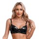 thumbnail image 3 of Sujetador Push Up de charol con aspecto mojado para mujer, Top Sexy con remaches de anilla tórica de Metal, Bralette sin aros, lencería, ropa de discoteca gótica Punk, 3 of 5