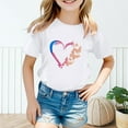 thumbnail image 3 of Kid Girls Cute Graphic Round Neck Short Sleeve Tee Summer Casual T Shirt Tops,Size 9 Years-10 Years, 3 of 4