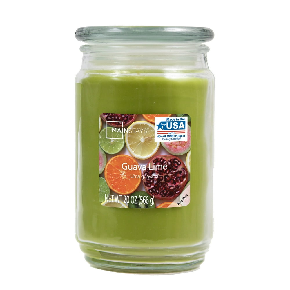Mainstays Guava Lime Scented SingleWick Large Glass Jar Candle, 20 oz