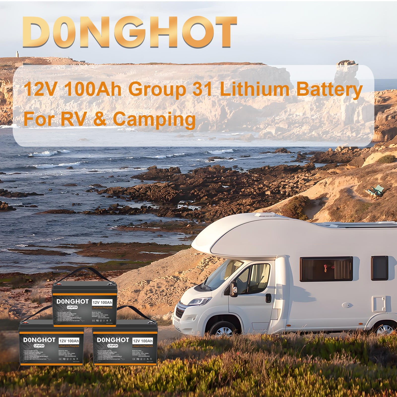 D0NGHOT 100Ah LiFePO4 Lithium Battery for Trolling Motor 12 Volts Deep Cycle Marine Battery for Boat RV