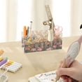 thumbnail image 7 of WOBOGO Cute Brown Bunny Acrylic Pen Holder 4 Compartments Clear Pencil Organizer Makeup Brush Storage Case, 7 of 7