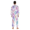thumbnail image 3 of 1 Piece Adult Onesie Pajamas Cozy & Loose-Fit Sleepsuit Loungewear with Pockets Pink and Purple Flowers X-Small, 3 of 7