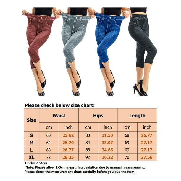 Bellella Ladies Printed Denim Jeggings Capri Fake Jeans Plus Size