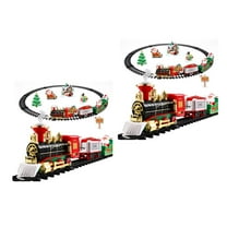 2pcs Christmas Railway Train Set with 47.2" Railway Track & 4 Cars Lights and Sounds Railway,Battery Operated Locomotive Engine Play Set