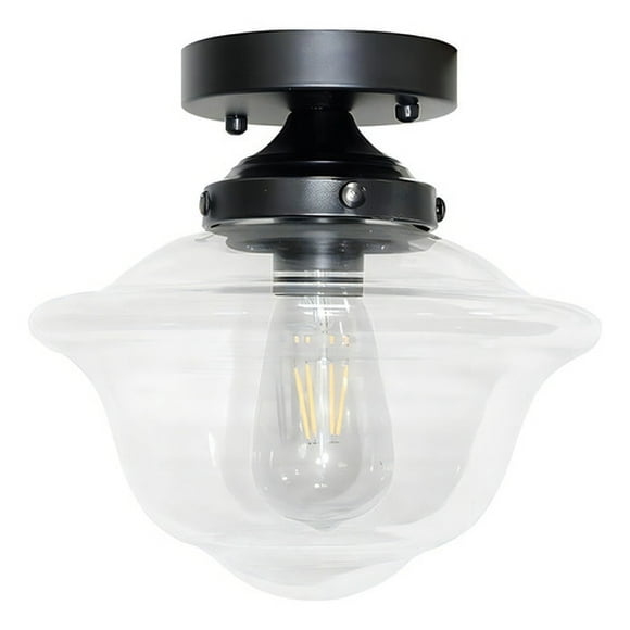 Lampara Techo Comedor Vidrio Estilo Industrial Negro Mate