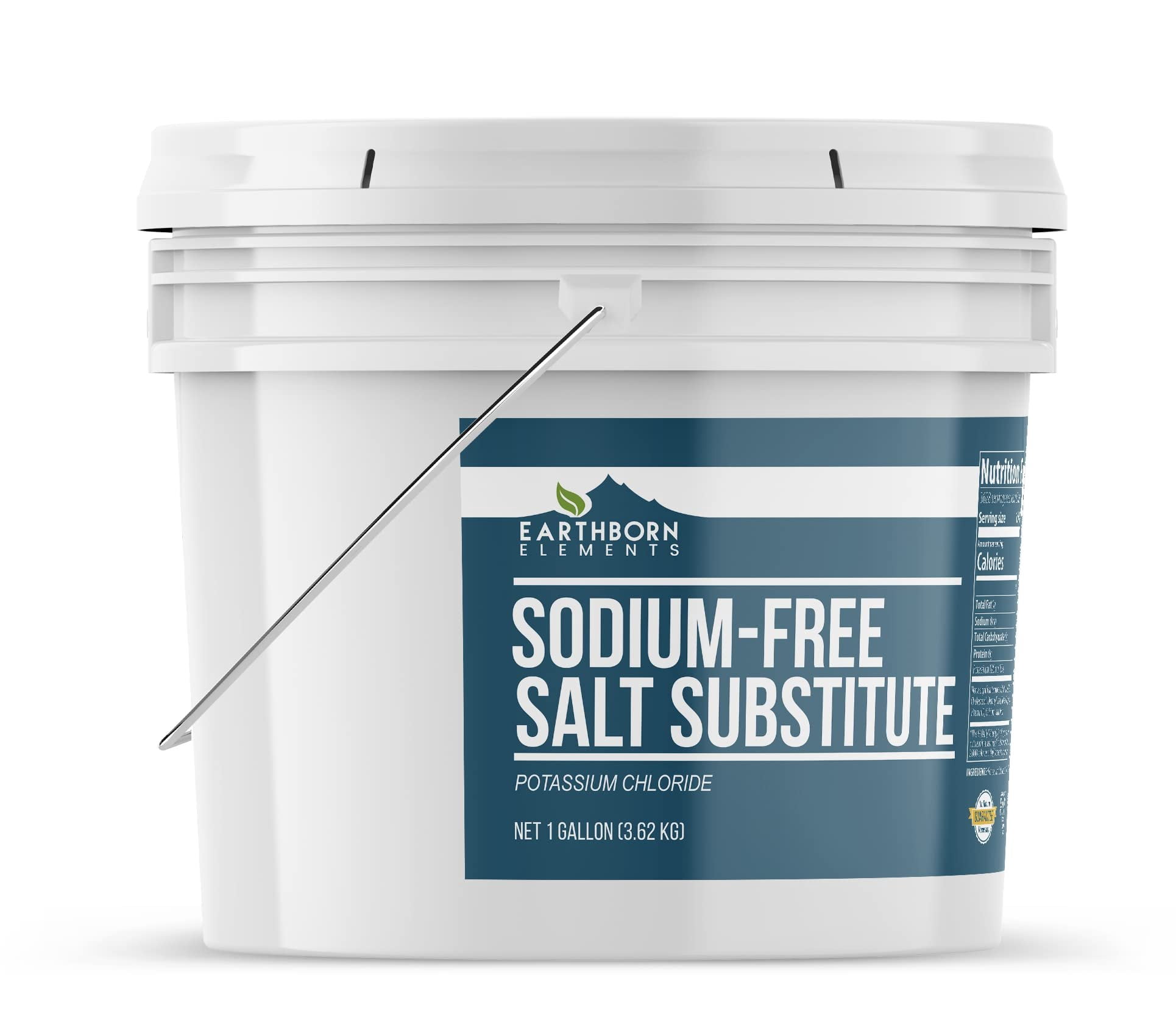 Earthborn Elements Sodium-Free Salt Substitute, 1 Gallon Bucket, Potassium Chloride, Salty Taste