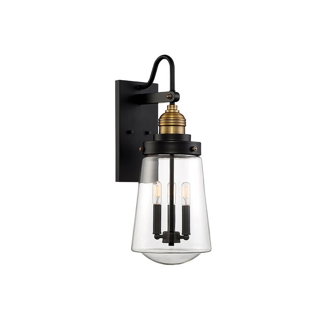 Savoy House 5-2068-51 Macauley 3-Light Outdoor Wall Lantern, Black & Brass