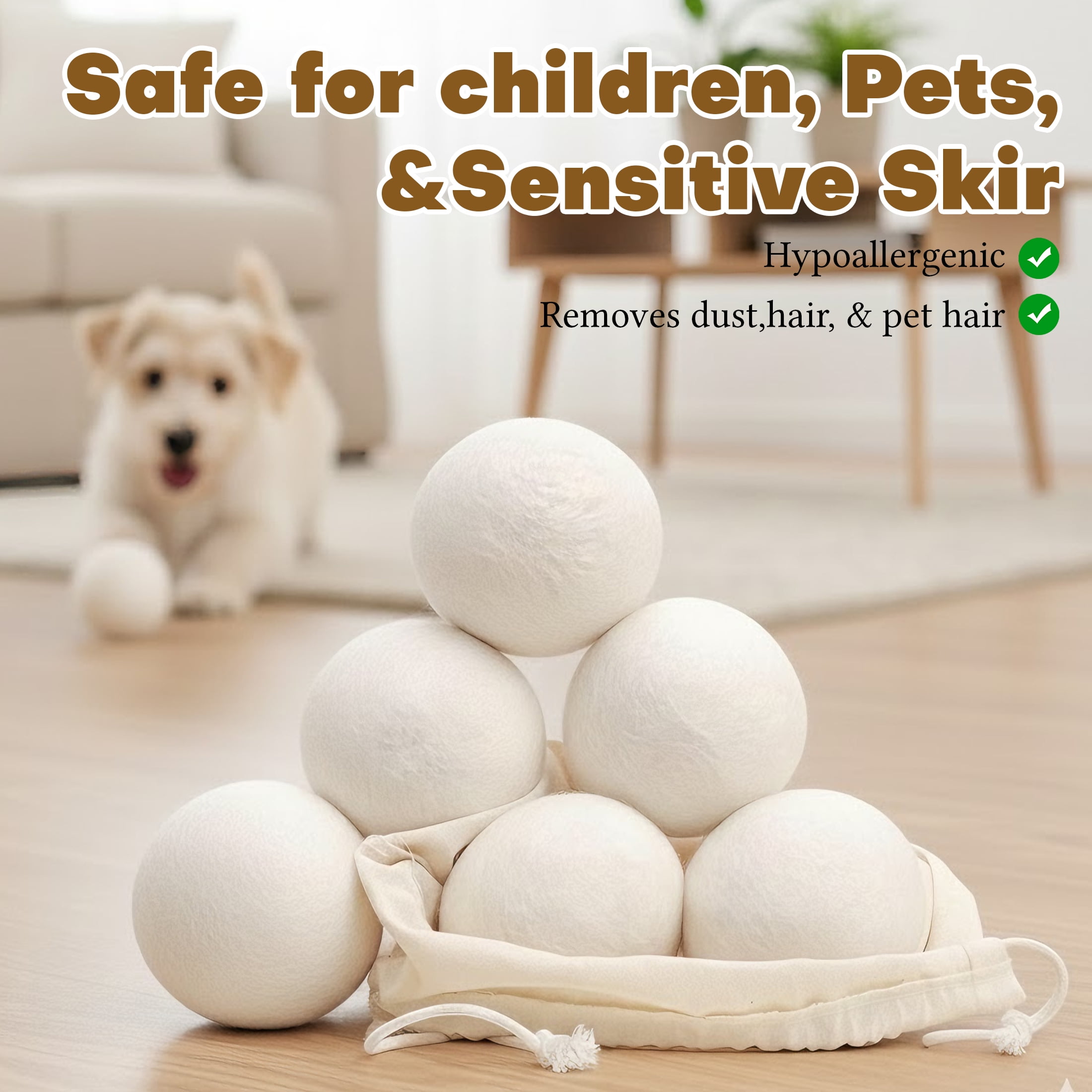 CISILOV Wool Dryer Balls 6 Pack, New Zealand Sheep Wool Handmade Dryer Balls, Reusable Laundry Dryer Balls to Reduce Drying Time, Wrinkles & Static, Eco-Friendly Fabric Softener Alternative