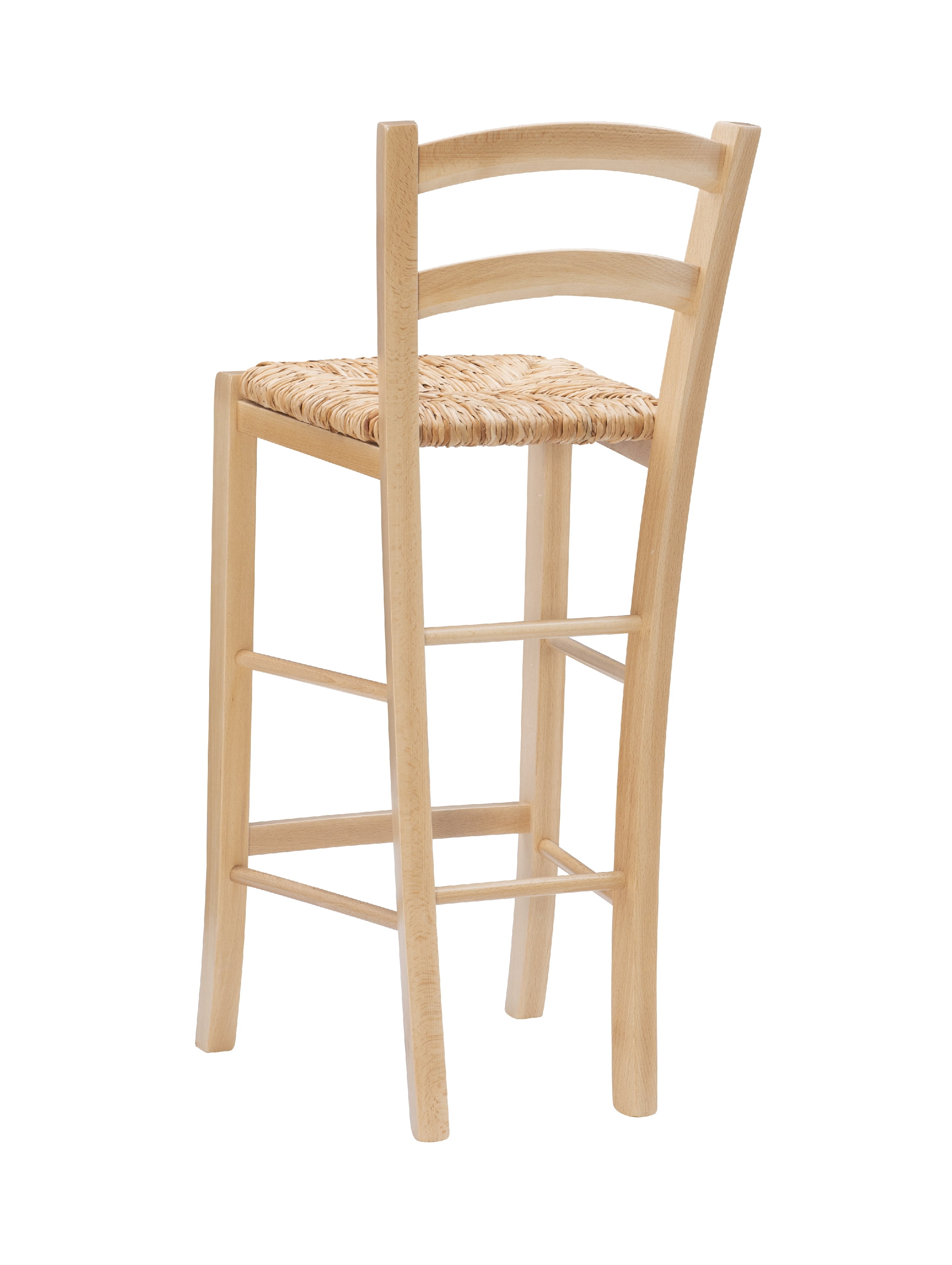 Linon Marica 28" Bar Stools, Natural Finish with Handwoven Rush Seat, Set of 2