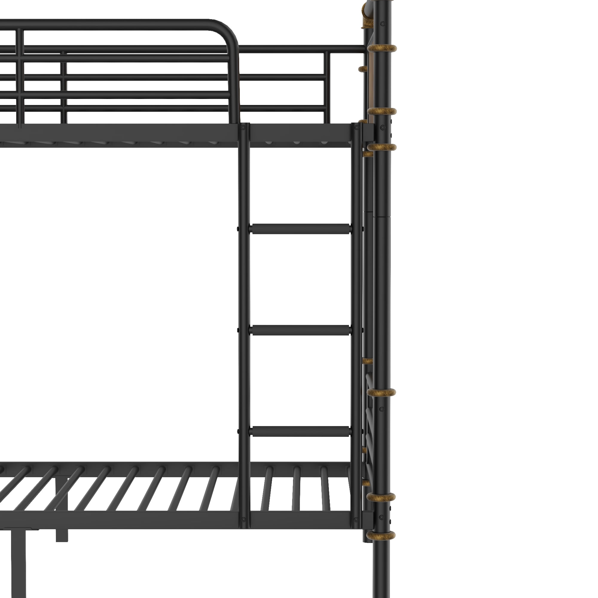 HOQBN Quad Bunk Bed Twin Size,Heavy Duty Metal Bunk Bed for 4,Can Be Divided Into 3 Twin Beds,Black