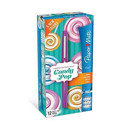 Paper Mate Flair Felt Tip Pens, Medium Point, 12 Count, Assorted Colors
