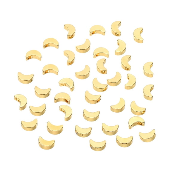 Uxcell Moon Spacer Beads, 36 Pcs Gold Plated Pendants Loose Beads for Jewelry Making Necklace Bracelet DIY, Gold