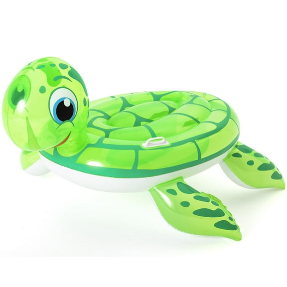 Bestway: H2OGO! Turtle Ride-On - Green 55" Inflatable Pool Float, Ocean Animal Shaped Character Lounge, 2 Grip Handles, Water & Beach Play, Kids 3 