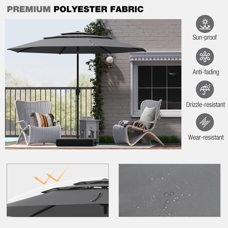 Costway 10 ft 3-tier Vented Patio Umbrella Large Market Table Umbrella Outdoor Sun Shade Gray - Walmart.com Costway 10 ft 3-tier Vented Patio Umbrella Large Market Table Umbrella Outdoor Sun Shade Gray - Walmart.com