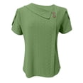 thumbnail image 4 of FAVIPT Women's Petal Short Sleeve Eyelet Embroidered T Shirts Trendy Summer V Neck Petite Tops Cute Hollow Out Buttons Blouses Dressy Casual Tunic Plus Size 2025 Mint Green,XXXXL, 4 of 6