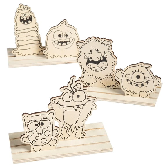 6" x 4 1/4" Monster Mayhem Painting Wooden Stand-Up Craft Kit – Makes 3