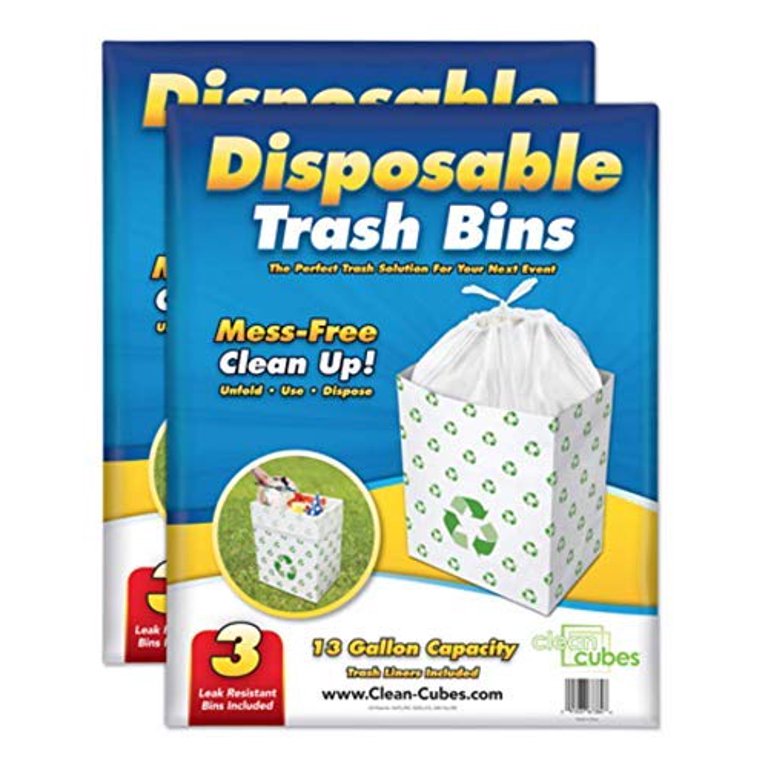 Clean Cubes 13 Gallon Disposable Sanitary Trash Cans & Recycling Bins, 6 Pack (Recycle)