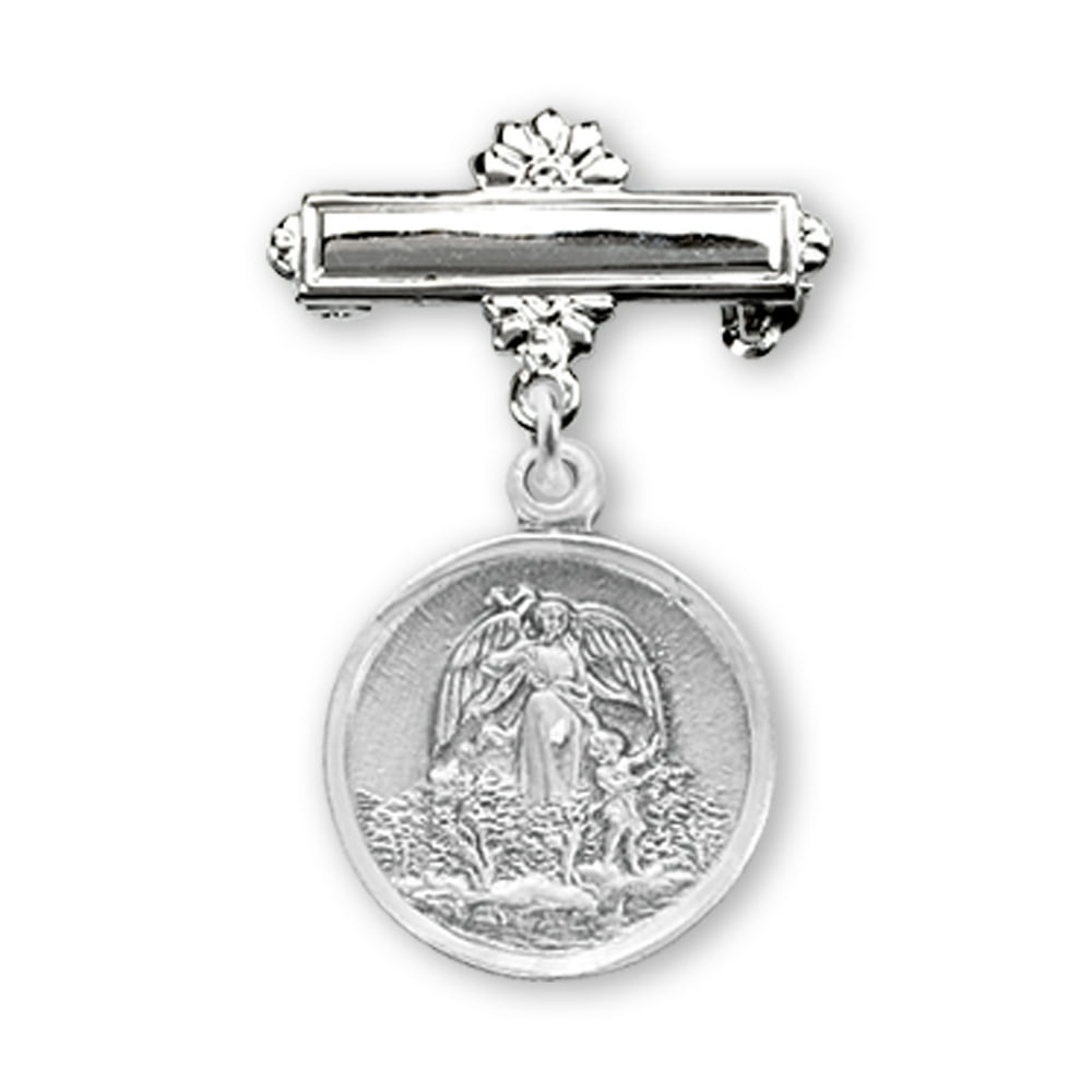 HMH Sterling Silver Baby Guardian Angel Medal on a Bar