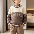 thumbnail image 6 of Atogsazn Kids Boys Knitted Sweater CHildren Casual Colorblock Long Sleeve Sweaters Crew Neck Fall Winter Tops Khaki 11-12 Years Fashion, 6 of 9