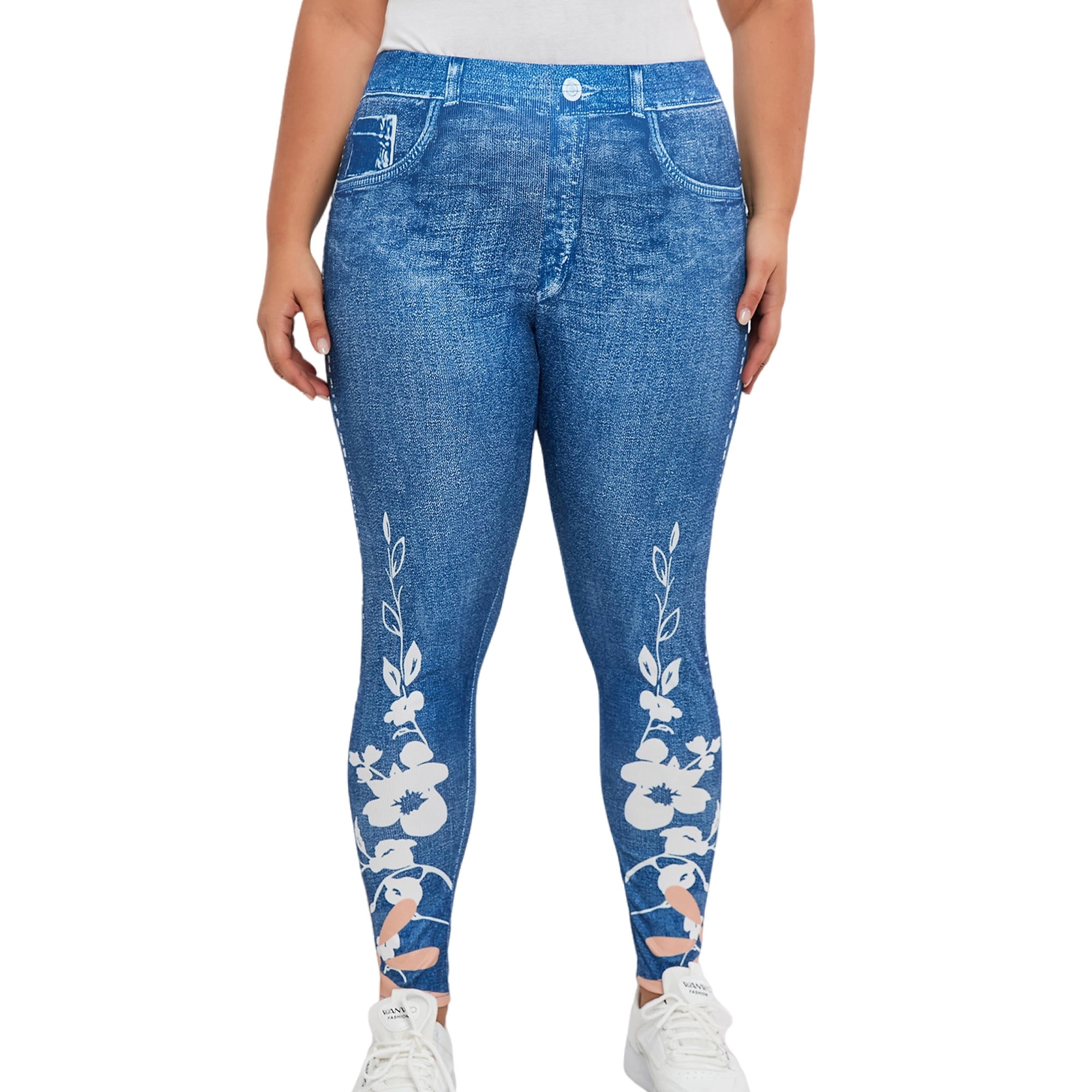 Blue jean leggings plus size hotsell