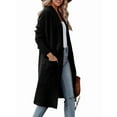 thumbnail image 2 of Women'S Open Front Knited Loose Cardigan Casual Long Sleeve Draped Knit Pockets Long Jackets Sweater Black S, 2 of 9