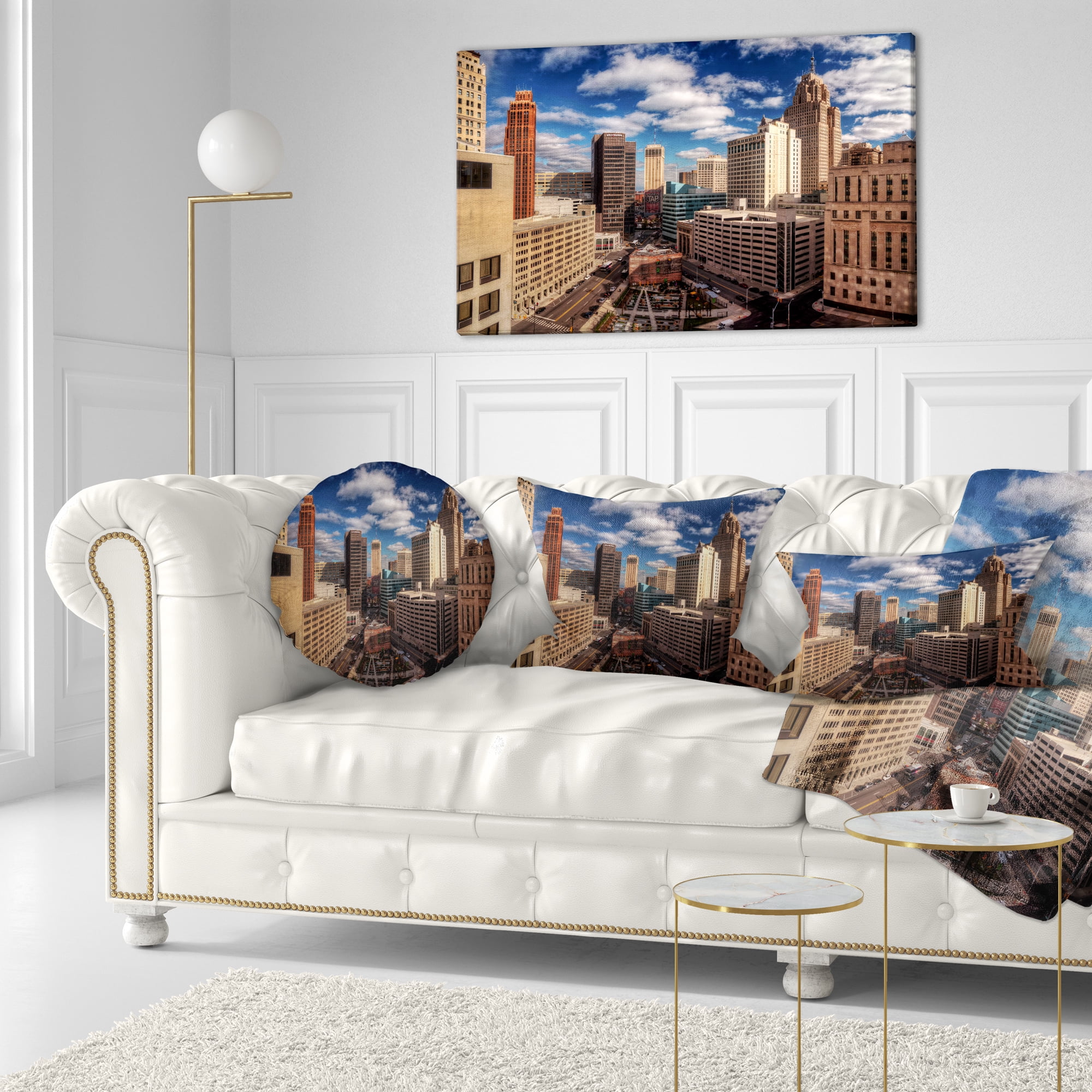 Designart Amazing Urban City With Skyline - Throw Pillow - 12x20