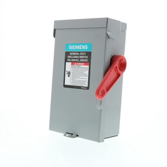 SIEMENS 2P 30A 240V General Duty Safety Switch Indoor, Fusible, ANSI 61 Grey - GF221NA CA2