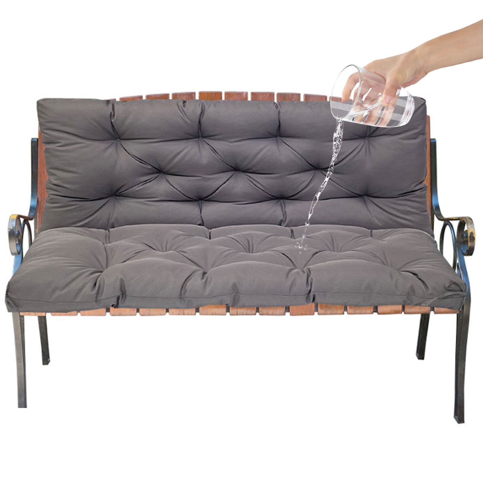 SHANNA Swing Cushion with Backrest and Ties 4'' Thicken Waterproof Swing Chair Seat Pad 2-3 Seater Patio Bench Cushion for Outdoor Garden Furniture