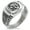 Silver, variant on Stainless Steel Koi Fish Yin Yang CZ Ribbed Needle Stripe Pattern Biker Style Polished Ring