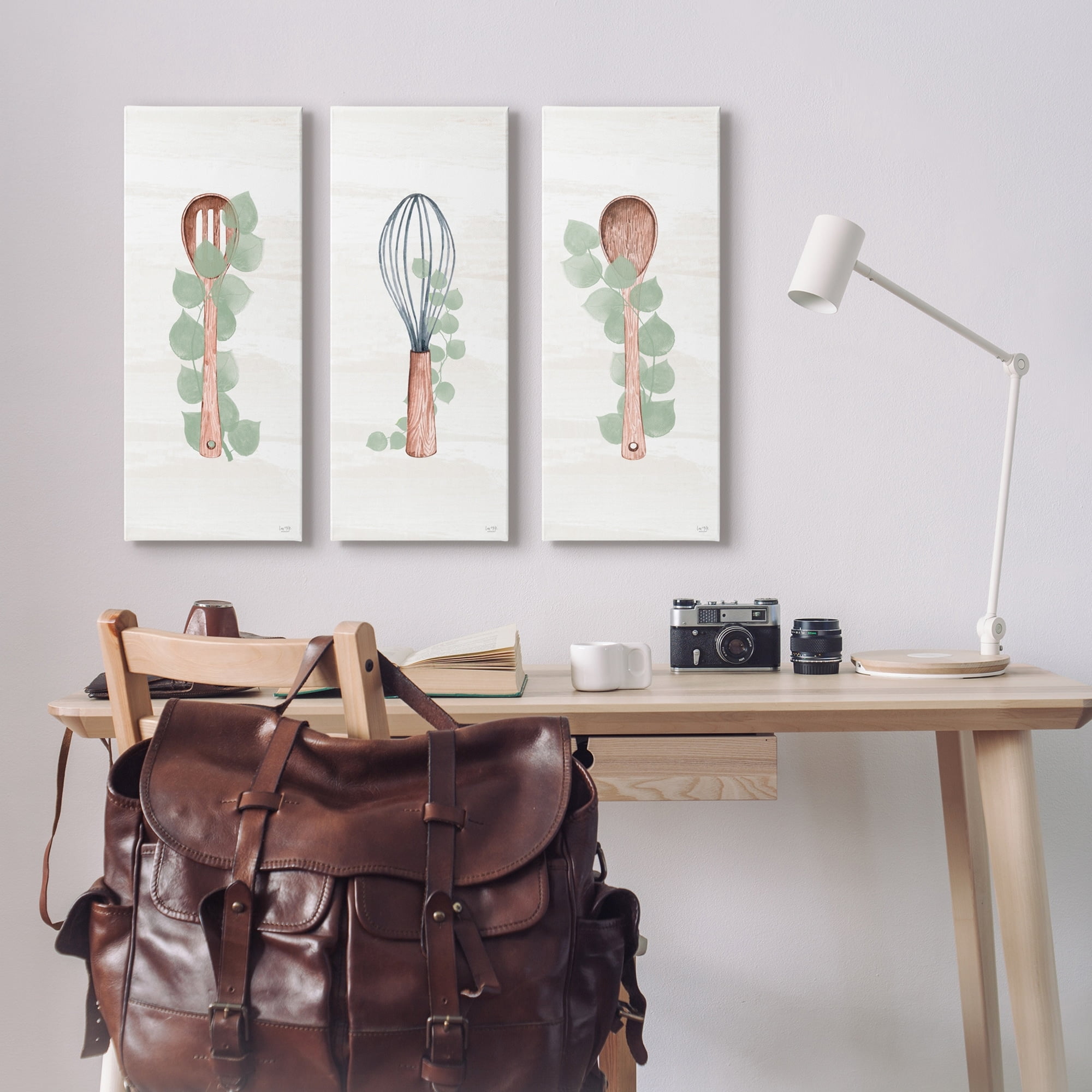 Stupell Industries Kitchen Cooking Utensils Whisk Spoon Botanical Eucalyptus Canvas Wall Art, 10 x 24, Design by Lux + Me Designs