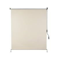 BPS Outdoor Roller Shades Porch Blinds, 5% Openness UV Protection Cordless Solar Fabric Sun Shade for Patio Gazebo Pergola, 5'W x 8'H